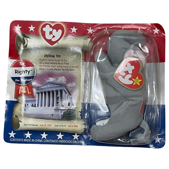Ty Beanie Baby named Righty the Elephant - Picture 1 of 2